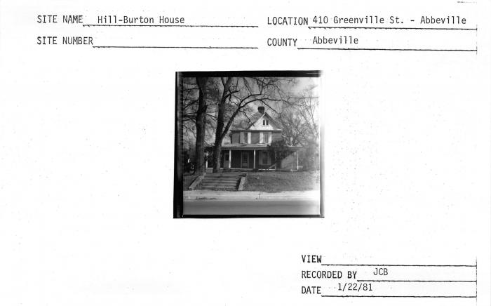 SC Historic Properties Record Historic Property Hill Burton House