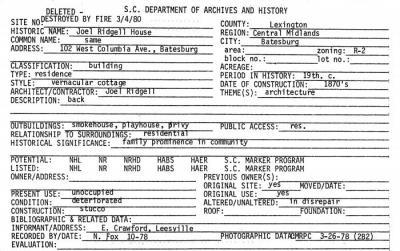 SC Historic Properties Record : Historic Property : George Bell Timmerman  House [S108042004800133]